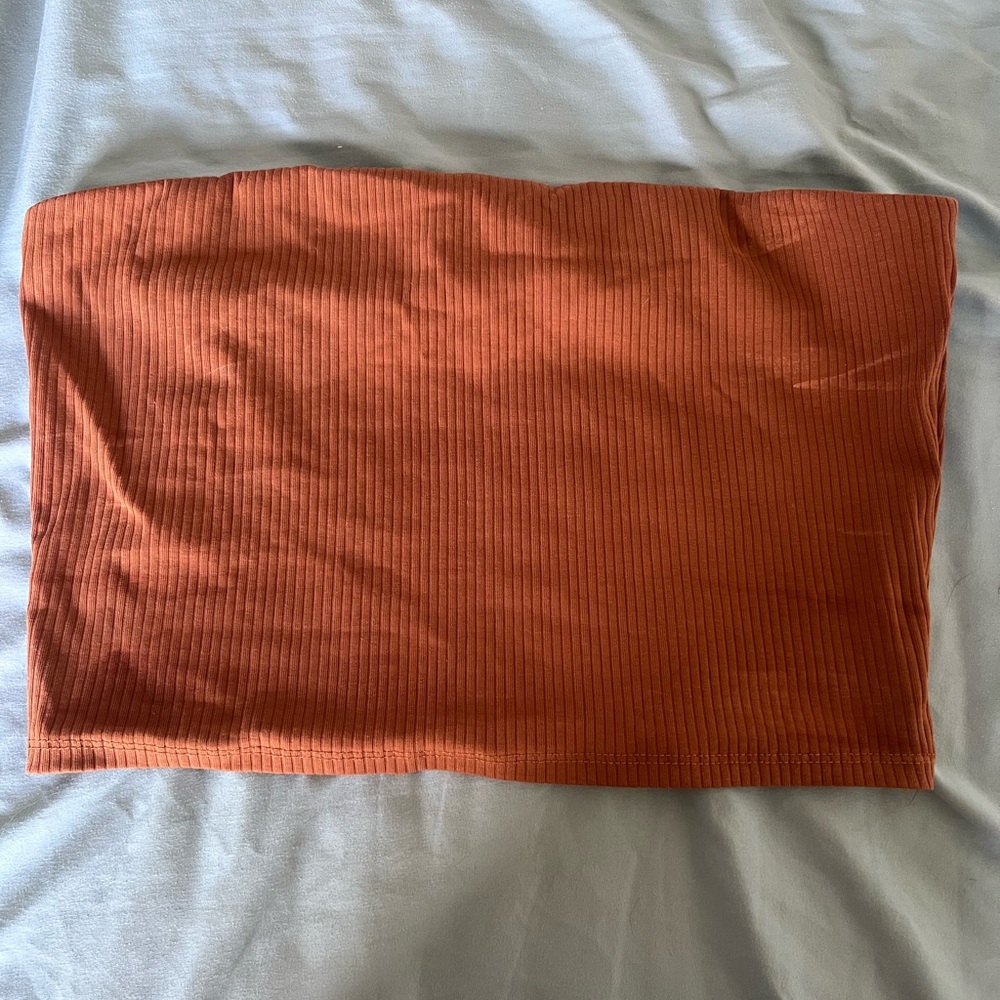 Madewell Ribbed Tube Top in Rust